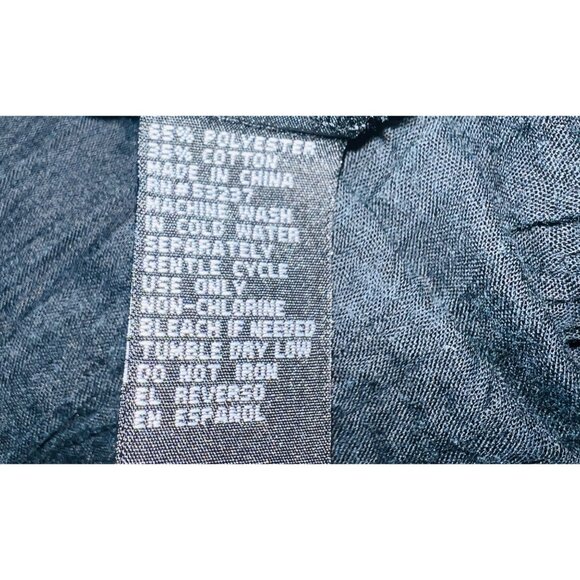 Black Short-Sleeve Embroidered Crinkle Blouse By Mystique Aura M - Picture 4 of 5